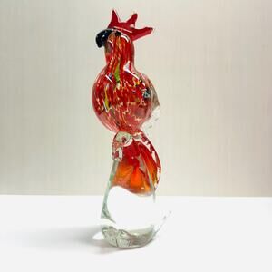Vintage Art Glass Red Parrot Figurine